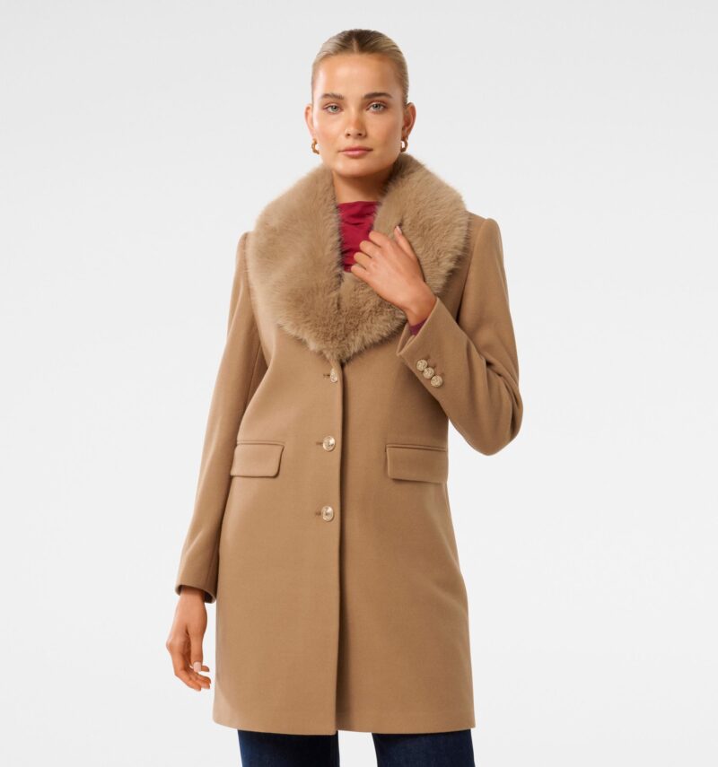 Lucinda Short Fur Collar Coat
