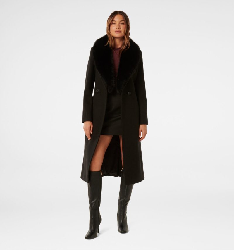 Monica Fur Collar Wrap Coat