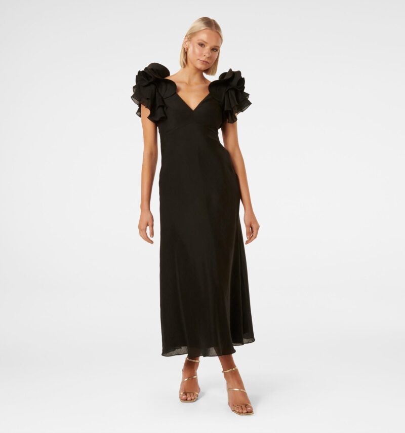 Rylie Ruffle Shoulder Midi Dre